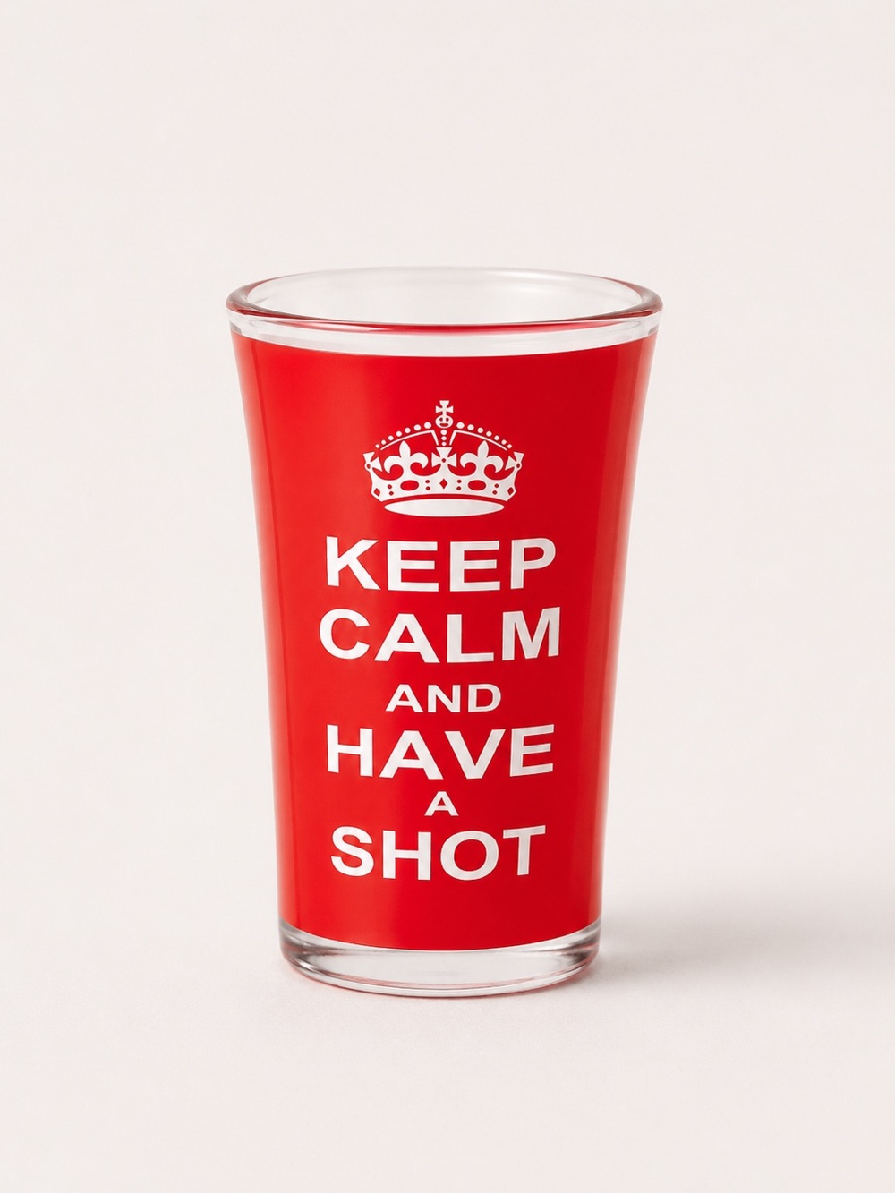 NEW Keep Calm Have a Shot Glass Red White British Barware